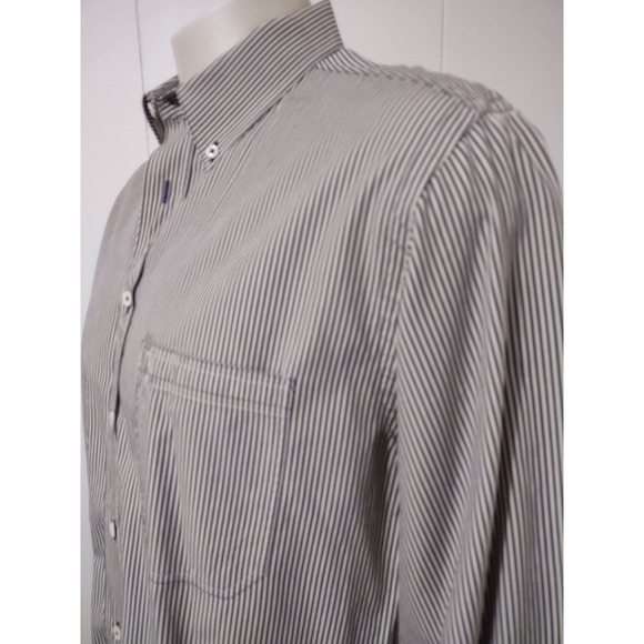 Billy Reid Button Up Shirt Mens L Striped Navy White Made In Italy Fit 2 Cotton - Picture 10 of 11